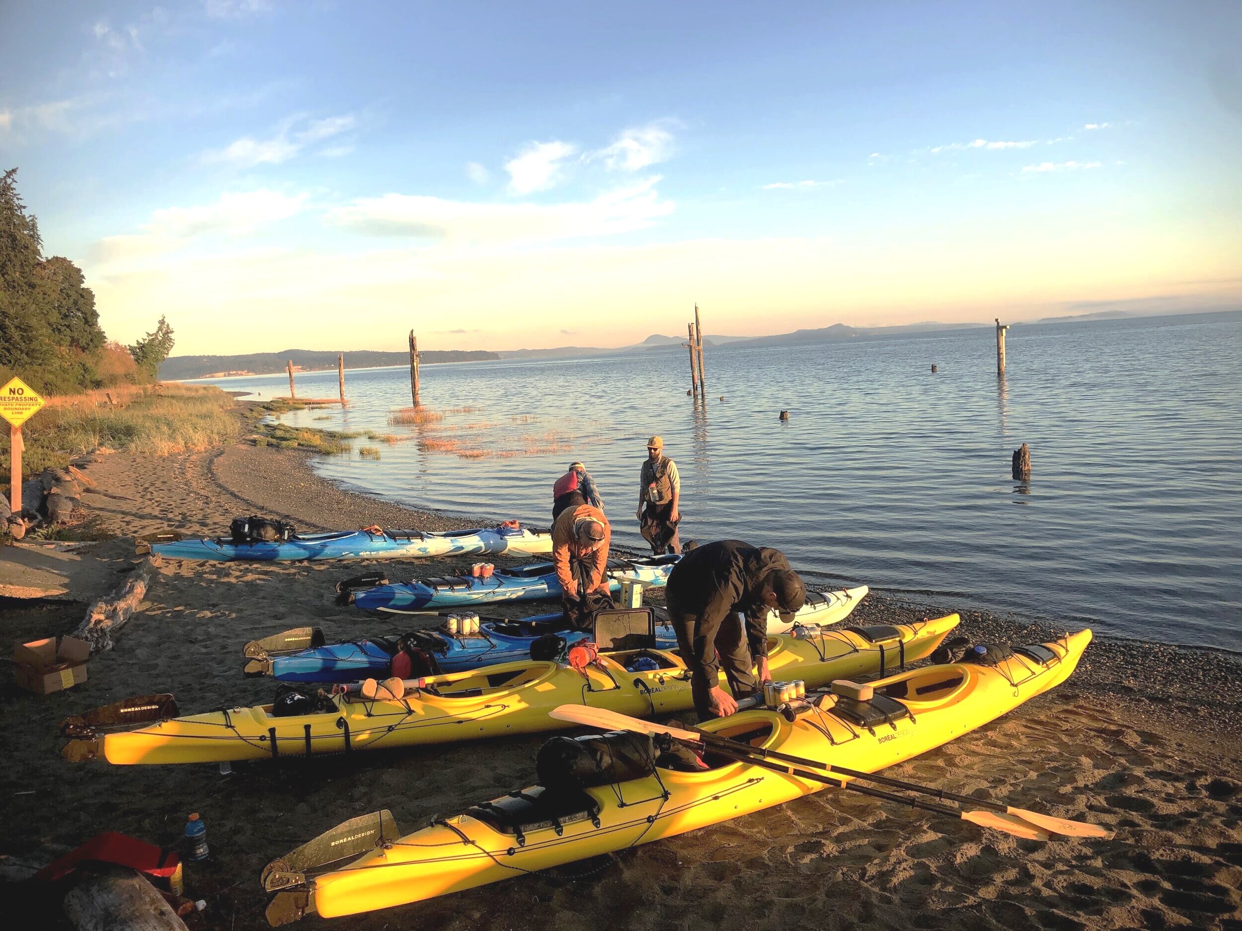 Some of the teams preparing their kayaks on the beach of Camano Island before setting off on a 3.5 day adventure.